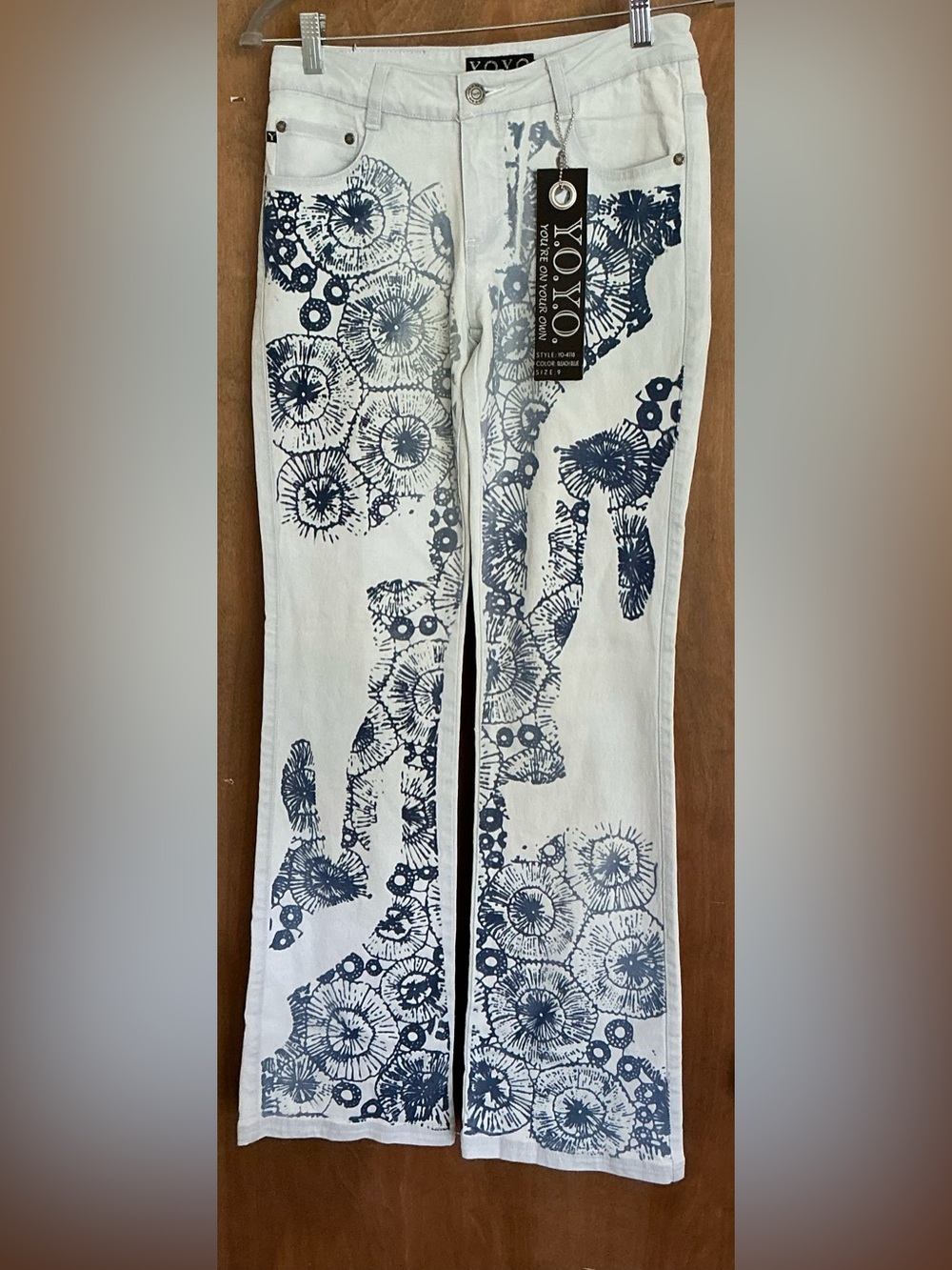 NWT Vintage Y2K Y.O.Y.O. "Your On Your Own" Flare Denim Jeans Mandala Print 9 JR